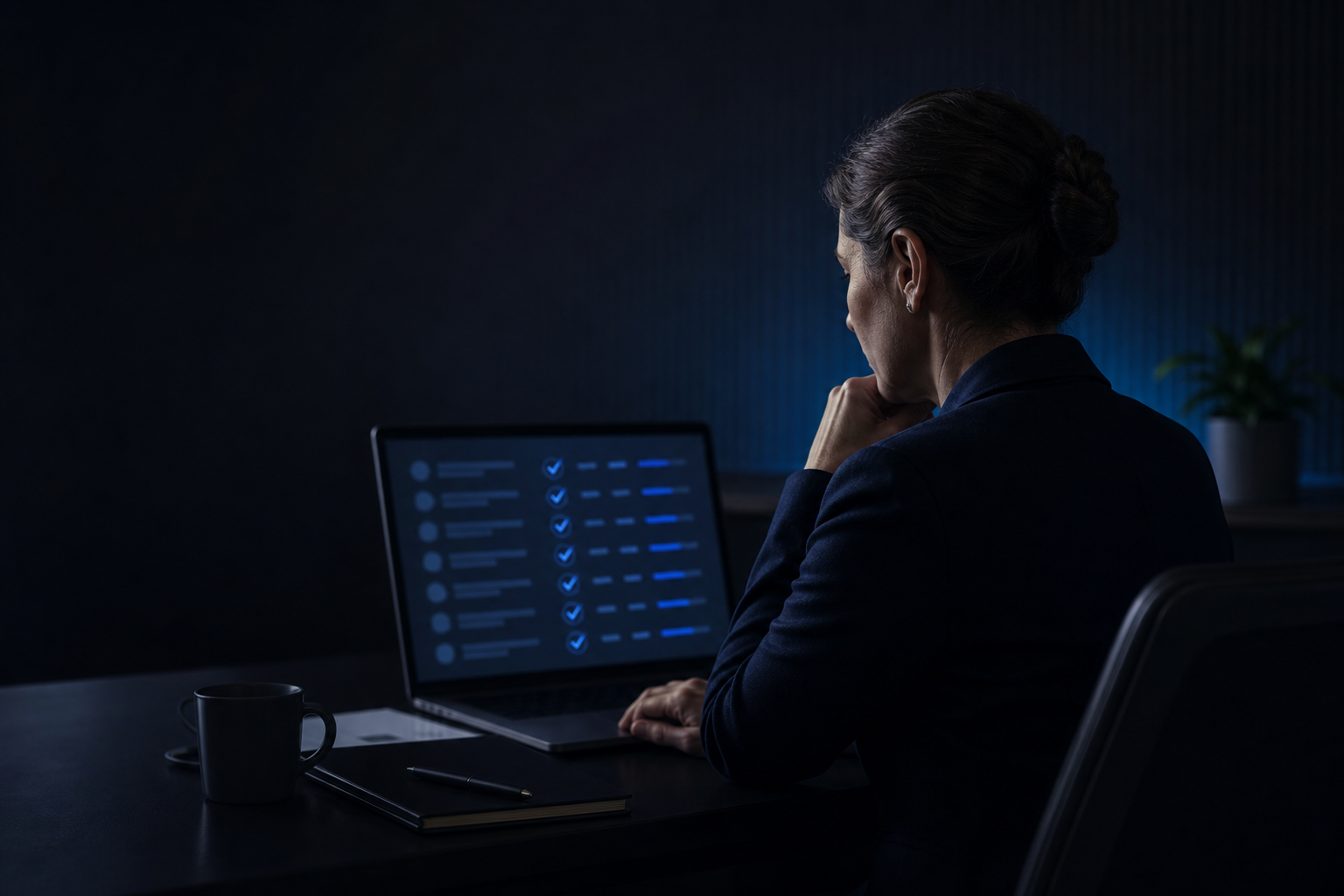 Governance reviewer completing a human review of an AI-assisted workflow