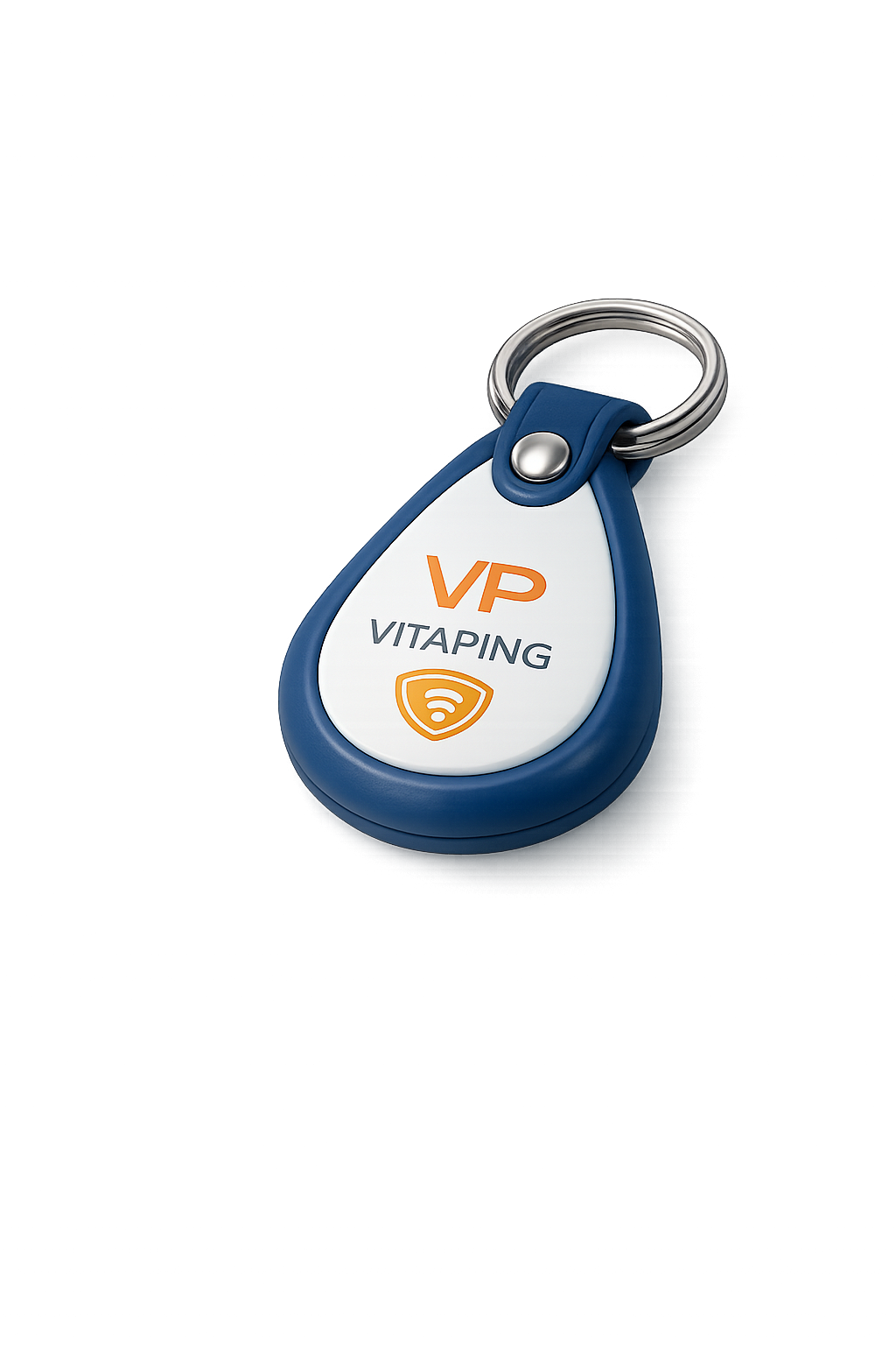 Blue VitaPing Care emergency identity fob.